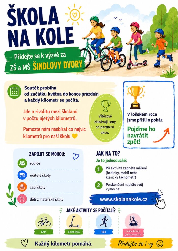 Škola na kole 2026 - ZŠ a MŠ Šindlovy Dvory